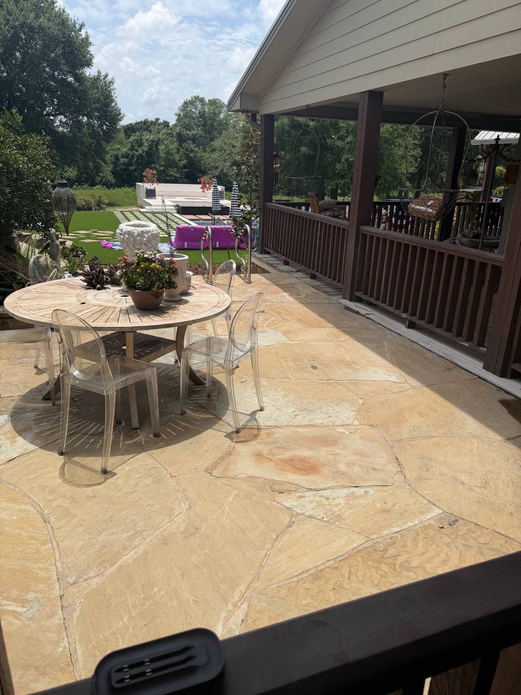 Flagstone patio after cleaning